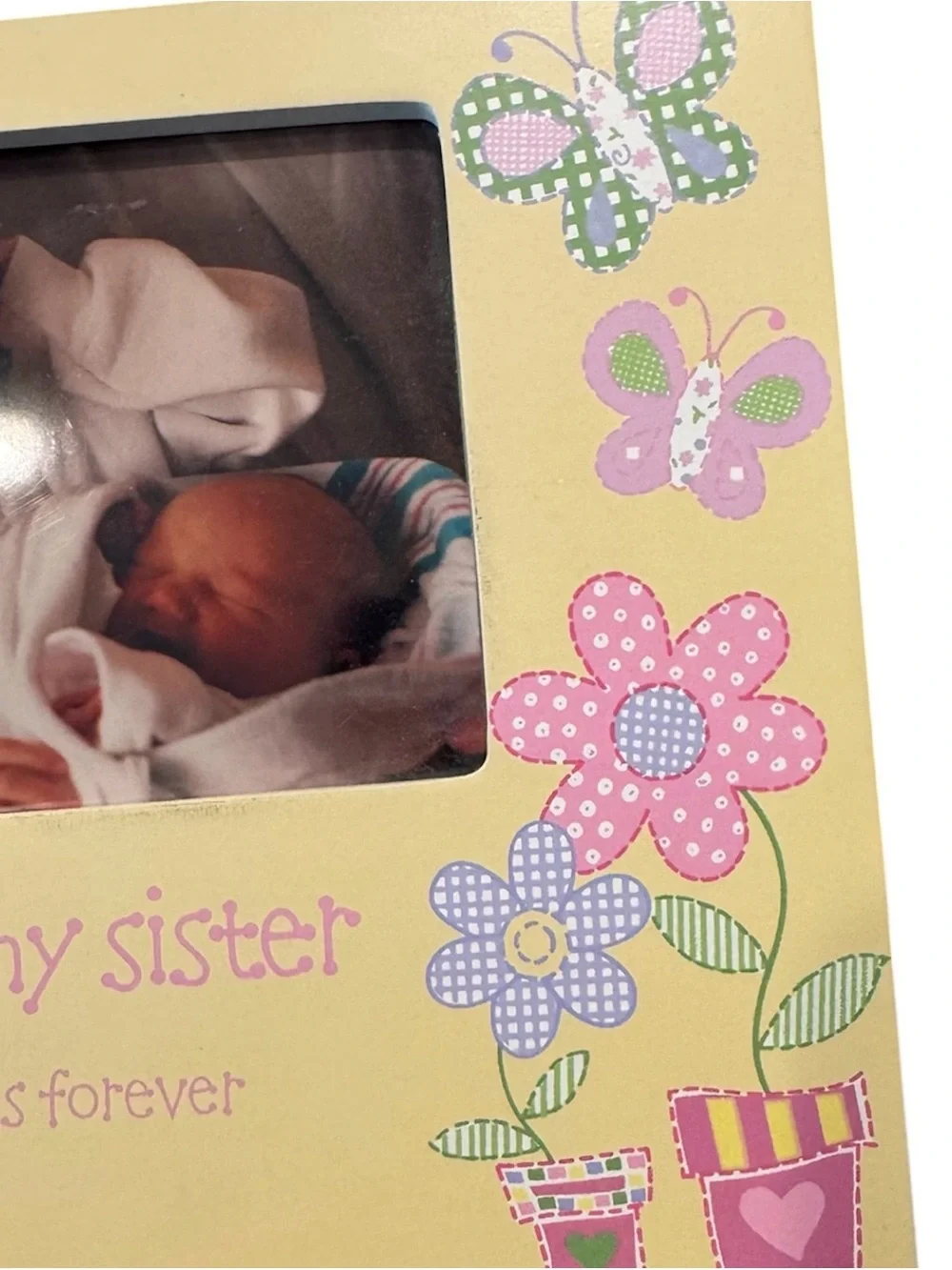 Me & My Sister Photo Frame Yellow Pink Girls Room Decor 3.5x5 photo